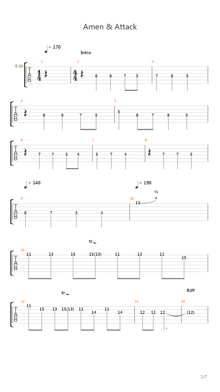 Amen & Attack吉他谱