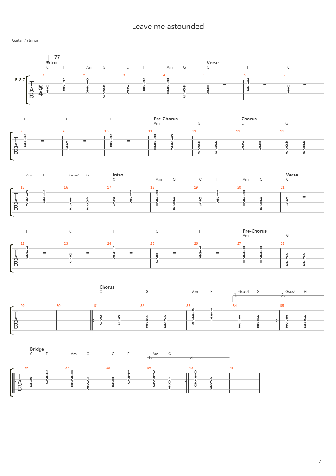 Leave Me Astounded吉他谱