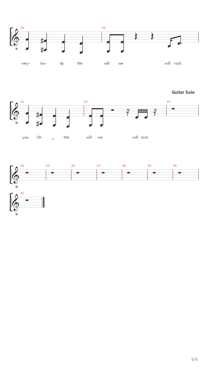 We Will Rock You吉他谱
