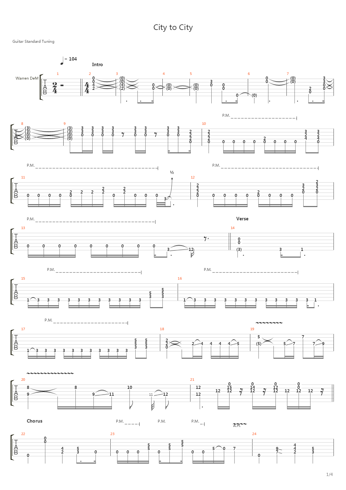 City To City吉他谱