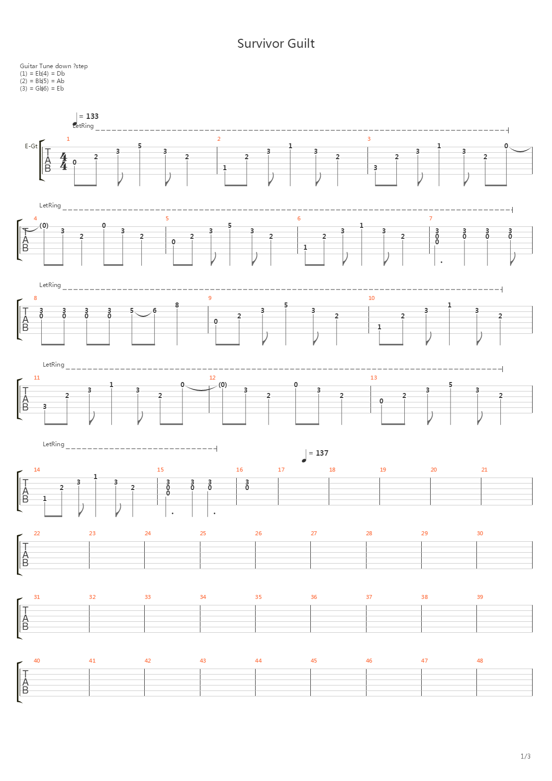 Survivor Guilt吉他谱