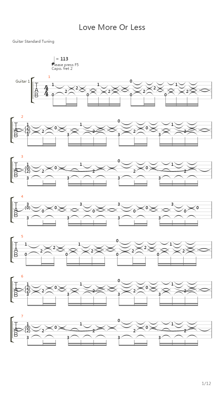 Love More Or Less吉他谱