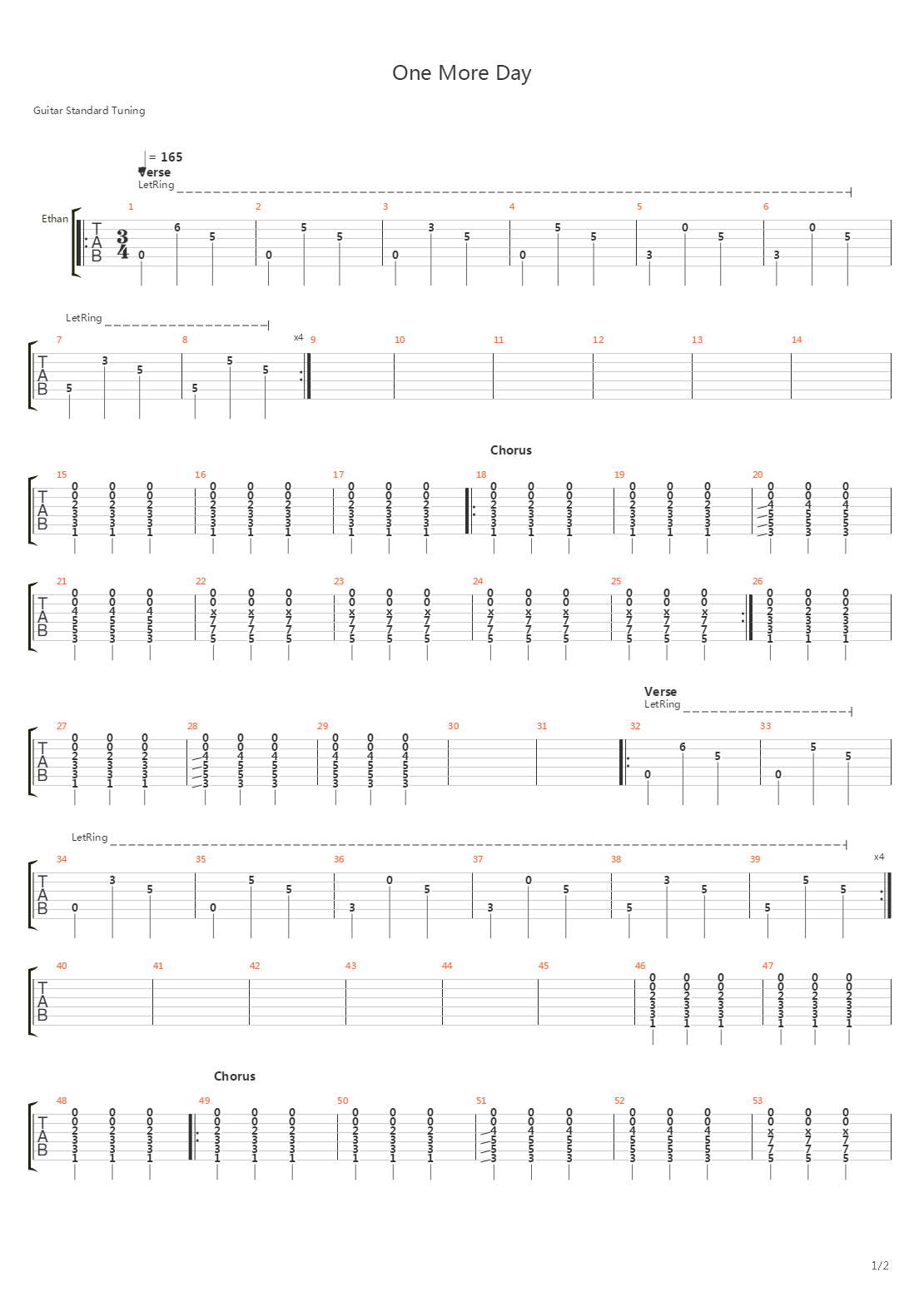 One More Day吉他谱