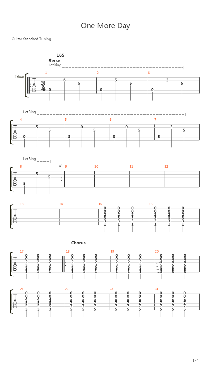 One More Day吉他谱