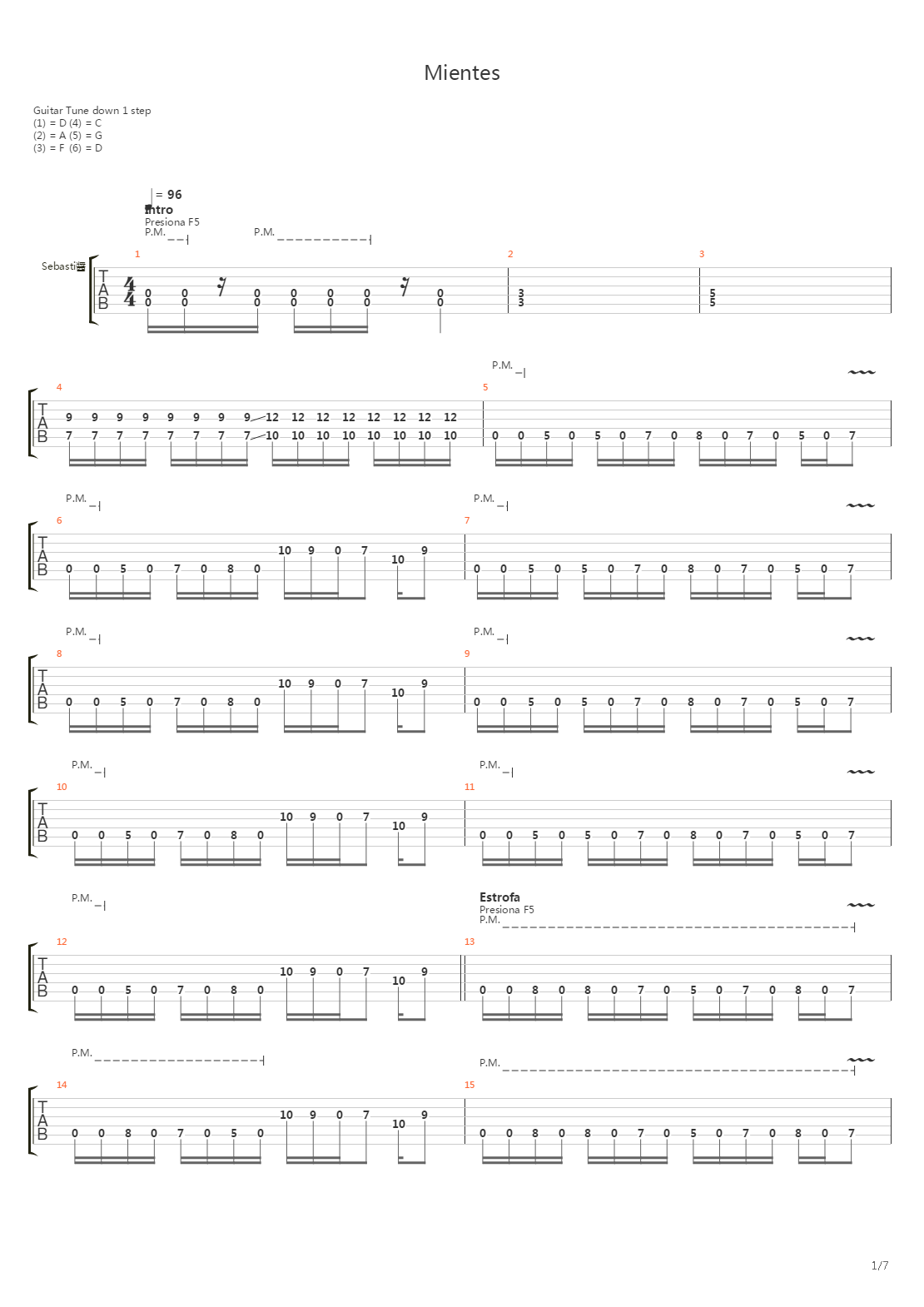 Mientes吉他谱
