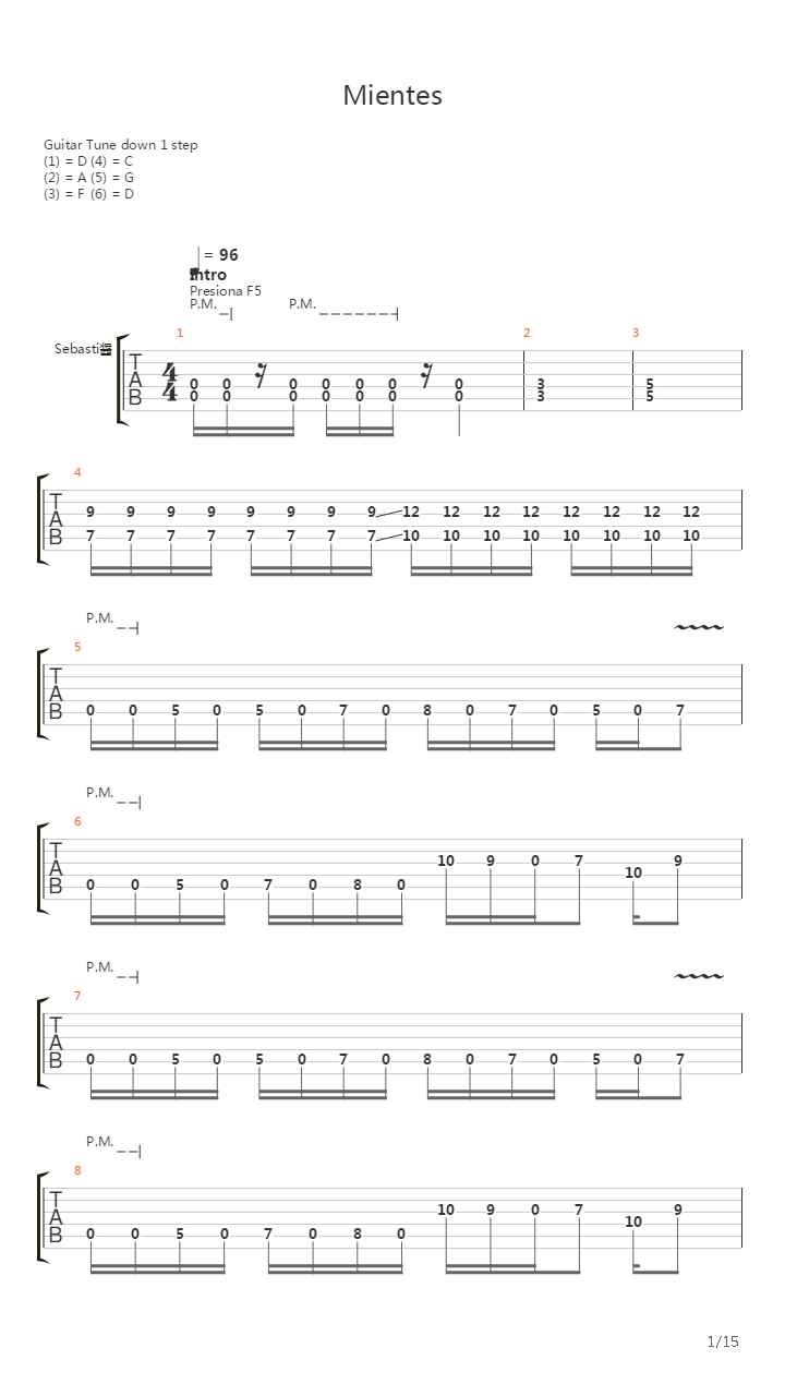Mientes吉他谱