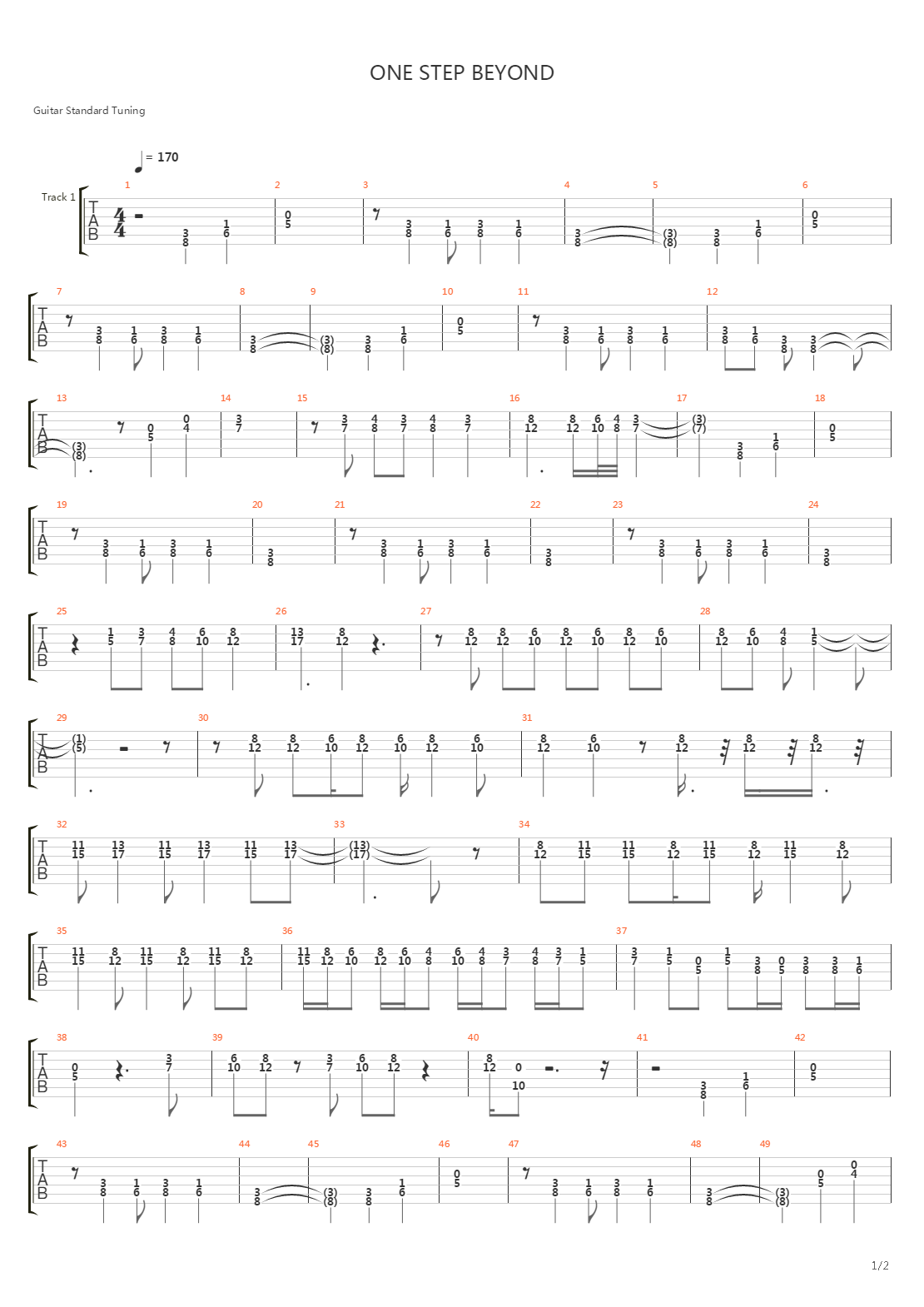 One Step Beyond吉他谱