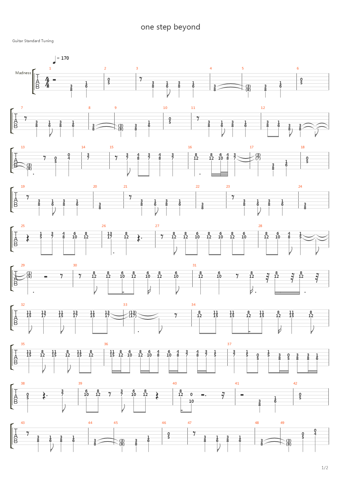 One Step Beyond吉他谱