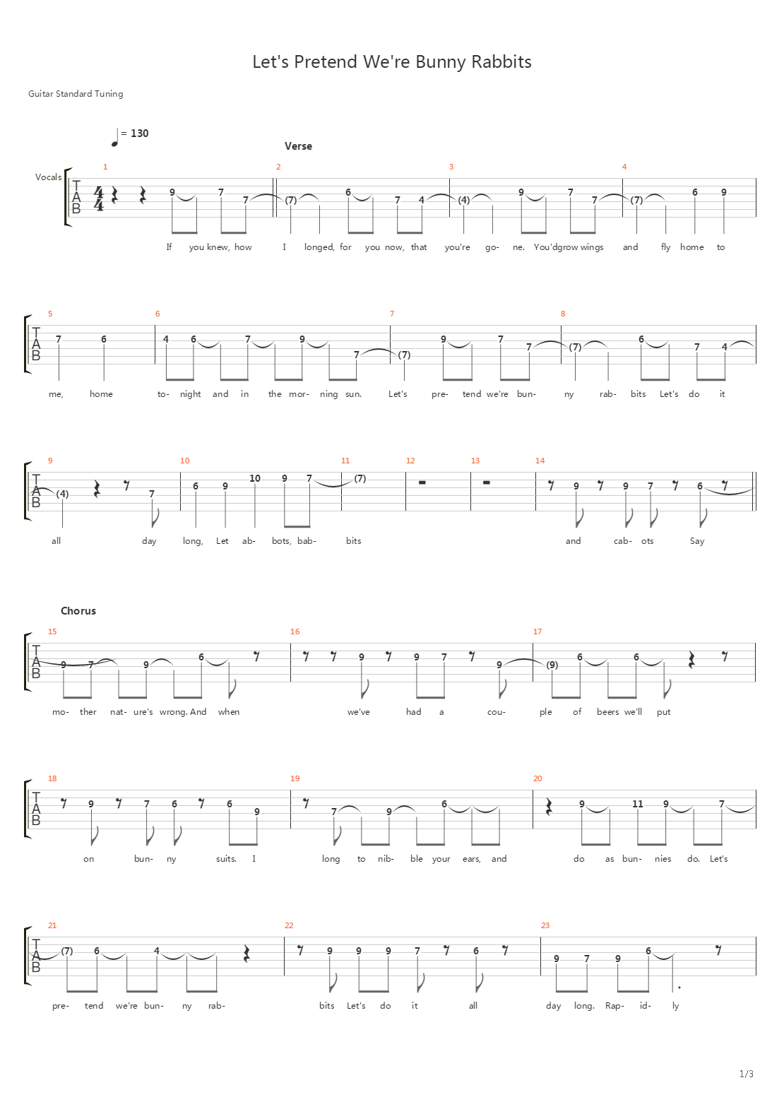 Lets Pretend Were Bunny Rabbits吉他谱