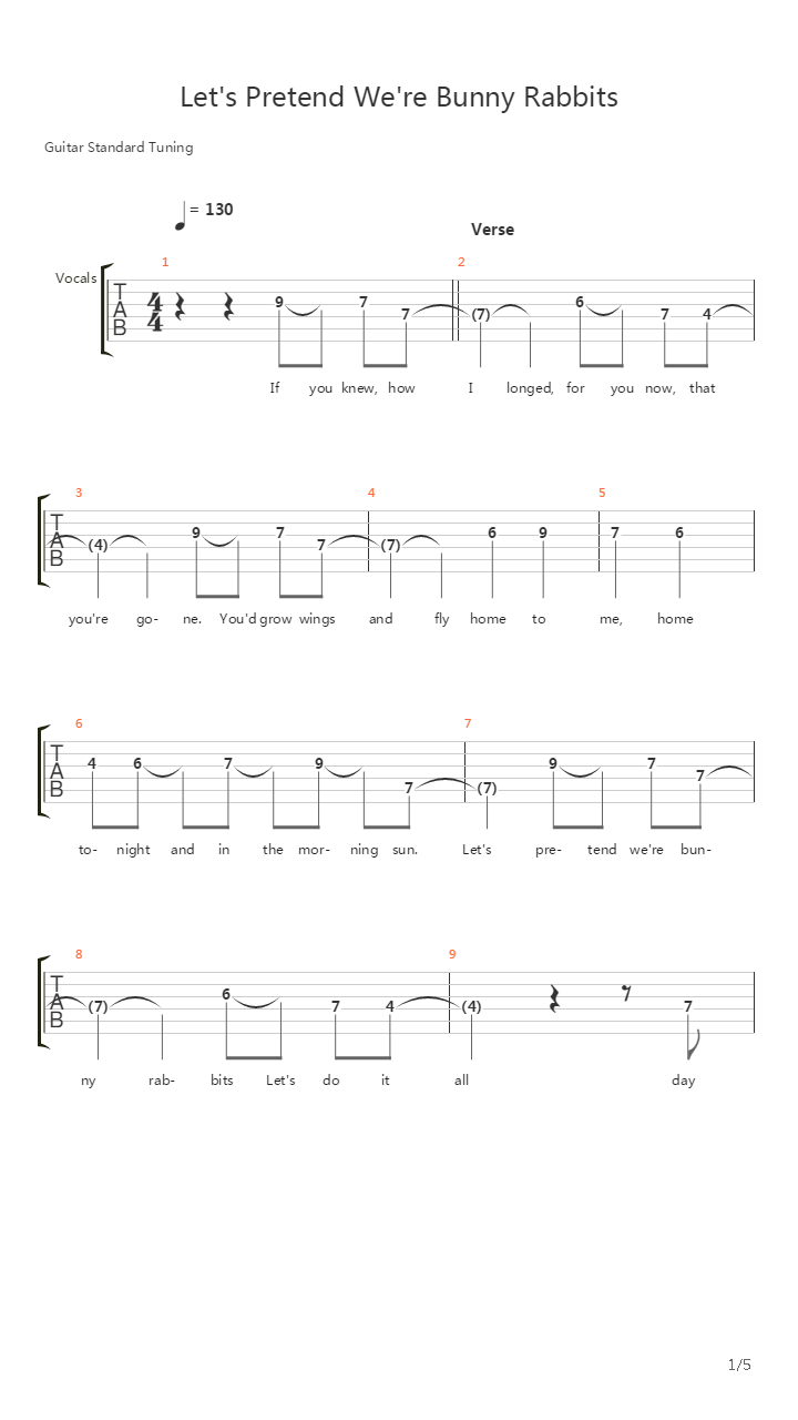 Lets Pretend Were Bunny Rabbits吉他谱