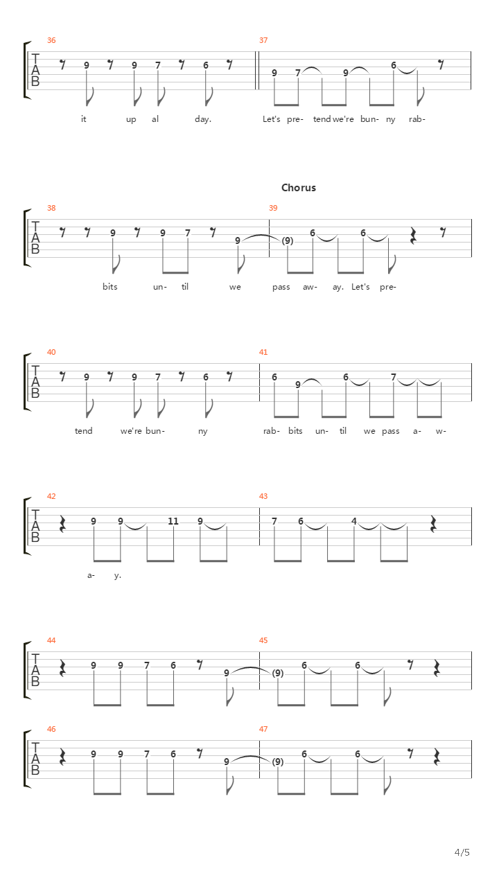 Lets Pretend Were Bunny Rabbits吉他谱