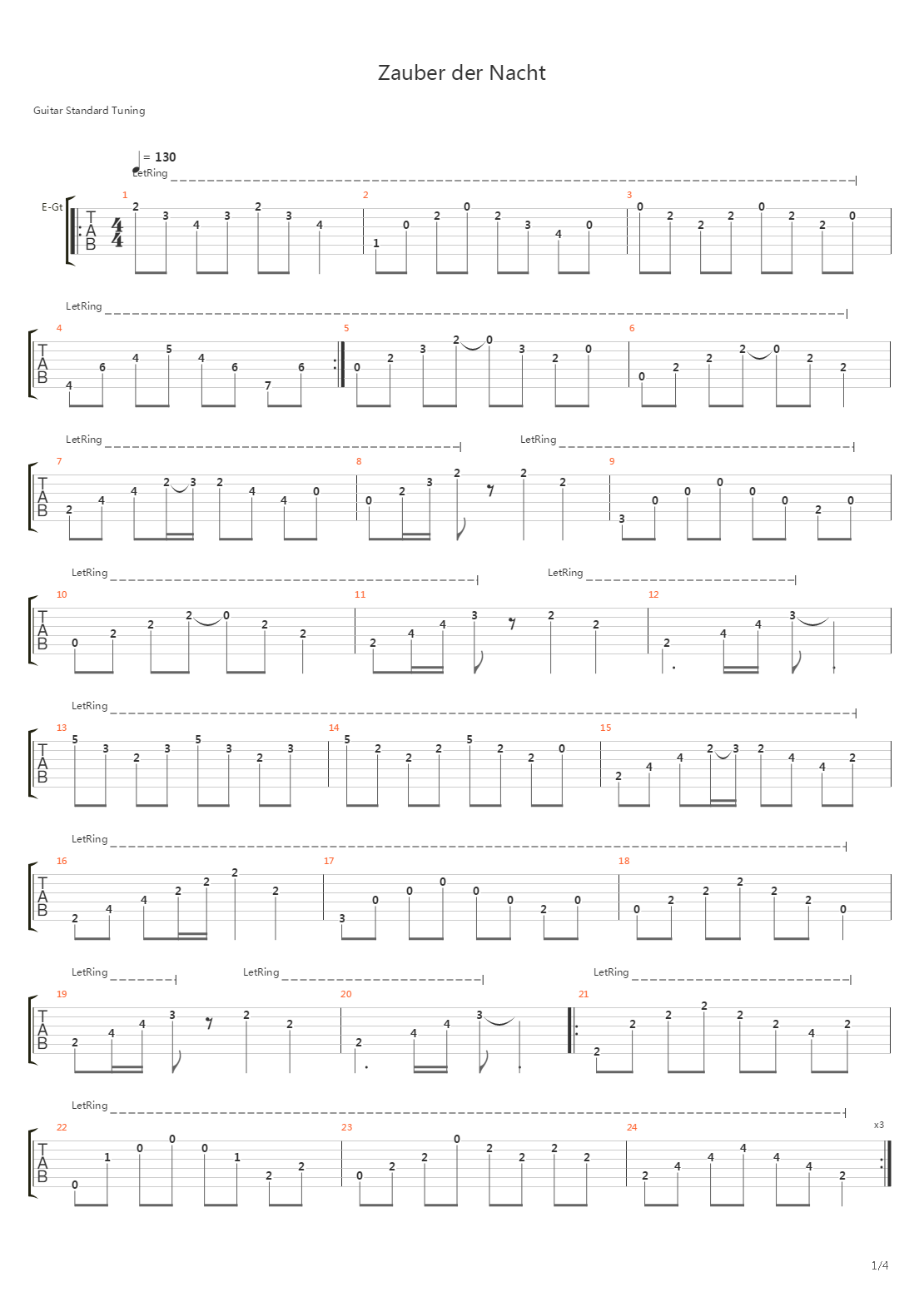 Zauber Der Nacht吉他谱