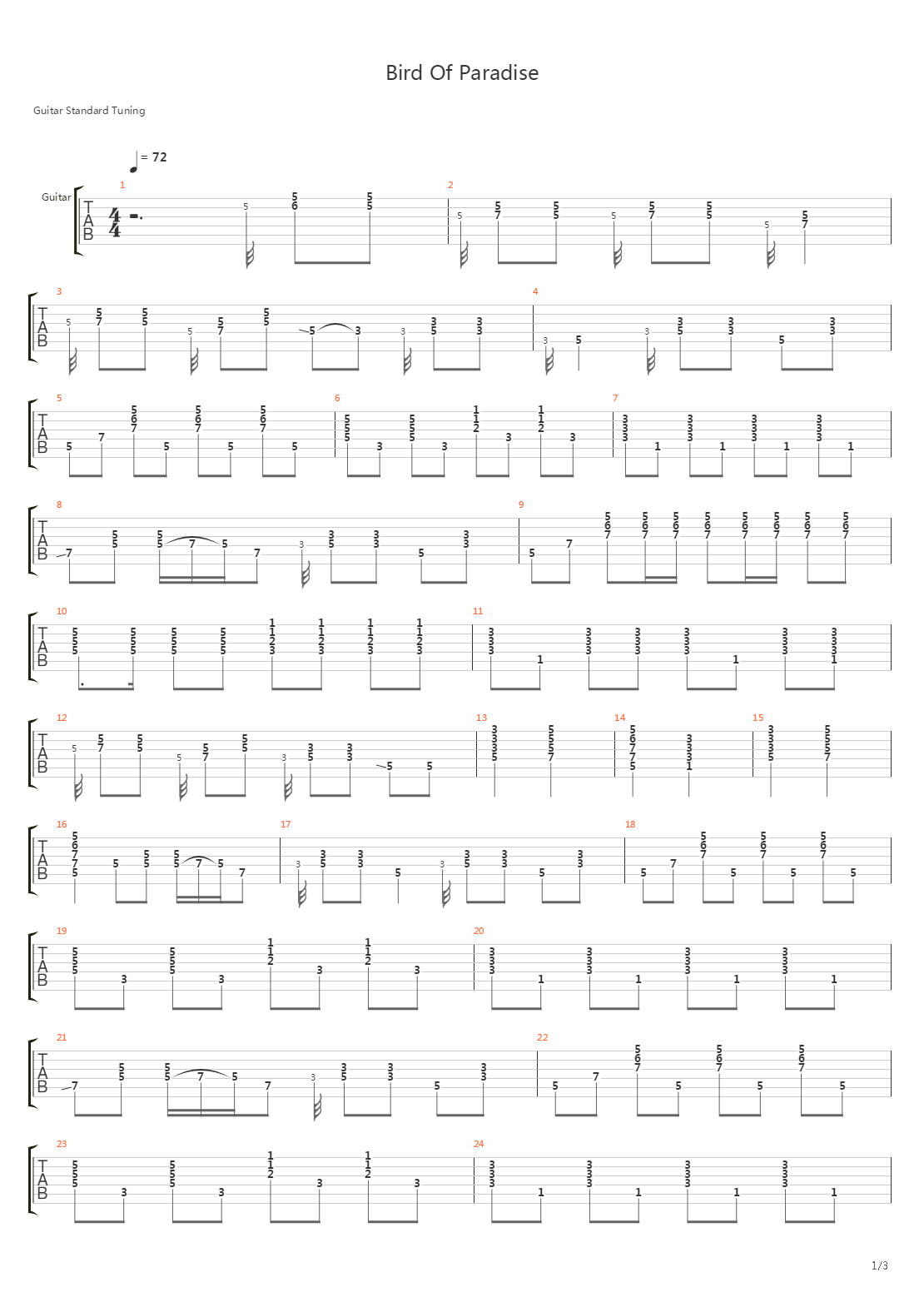 Bird Of Paradise吉他谱