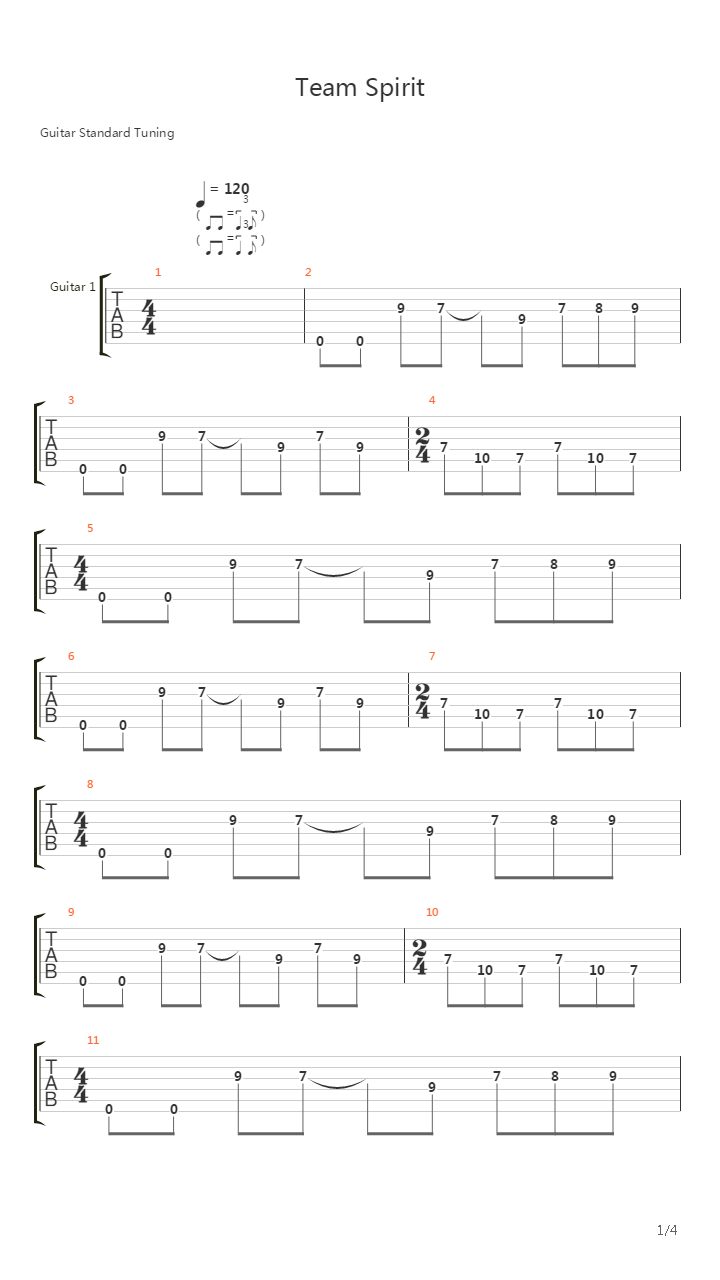 Team Spirit吉他谱