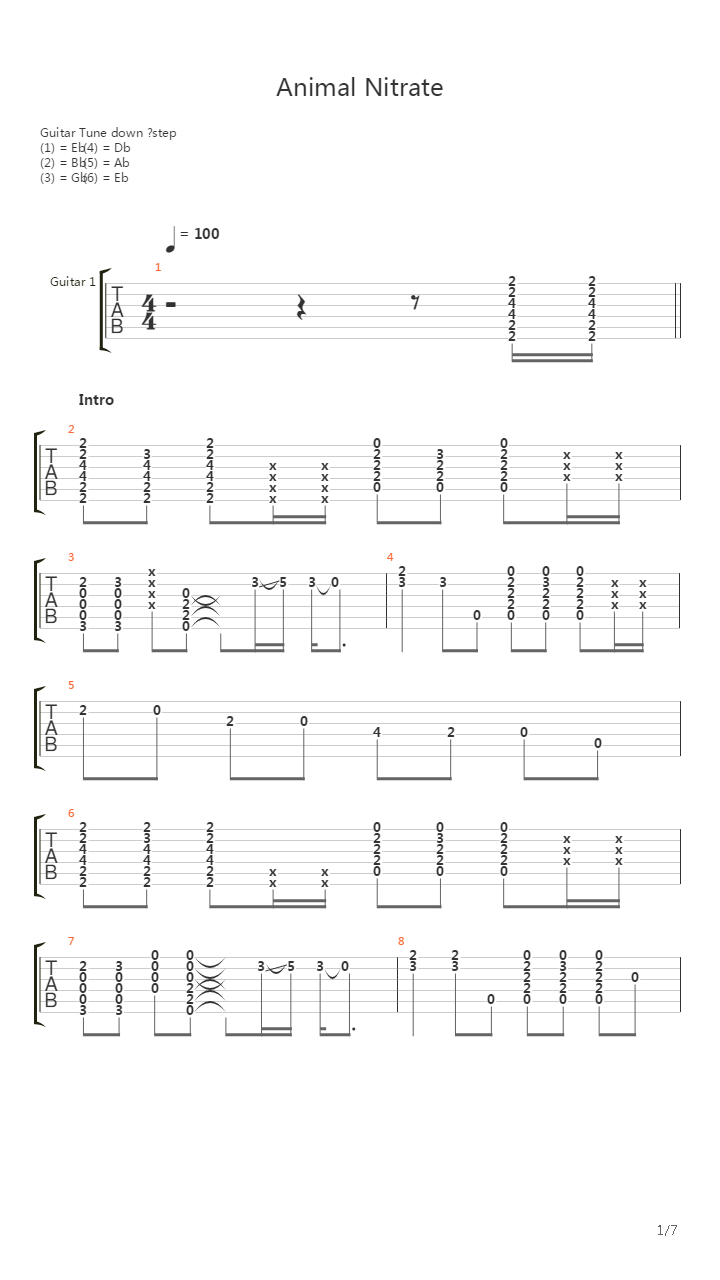 Animal Nitrate吉他谱