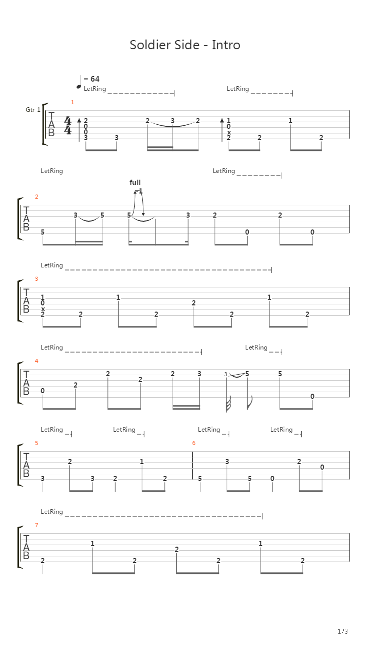 Soldier Side Intro吉他谱