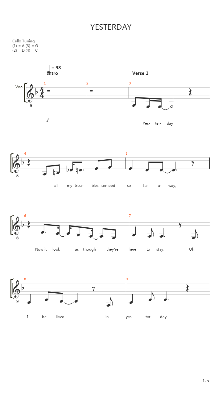 Yesterday吉他谱