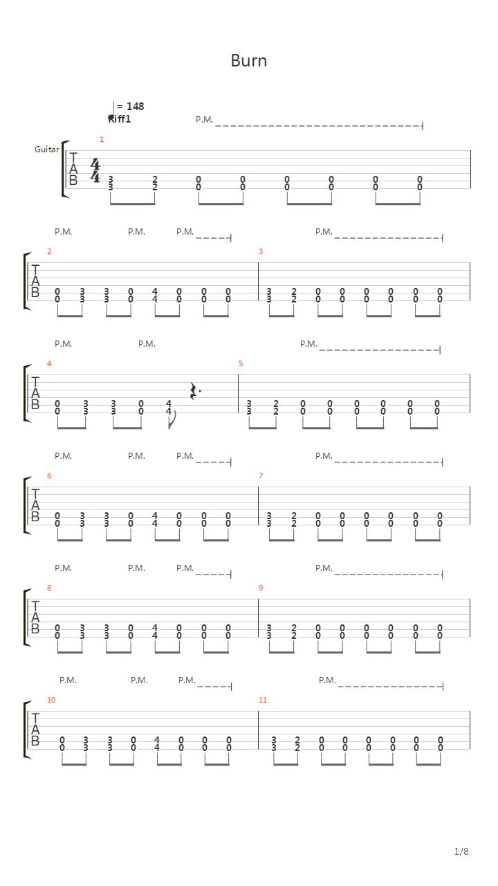 Burn吉他谱