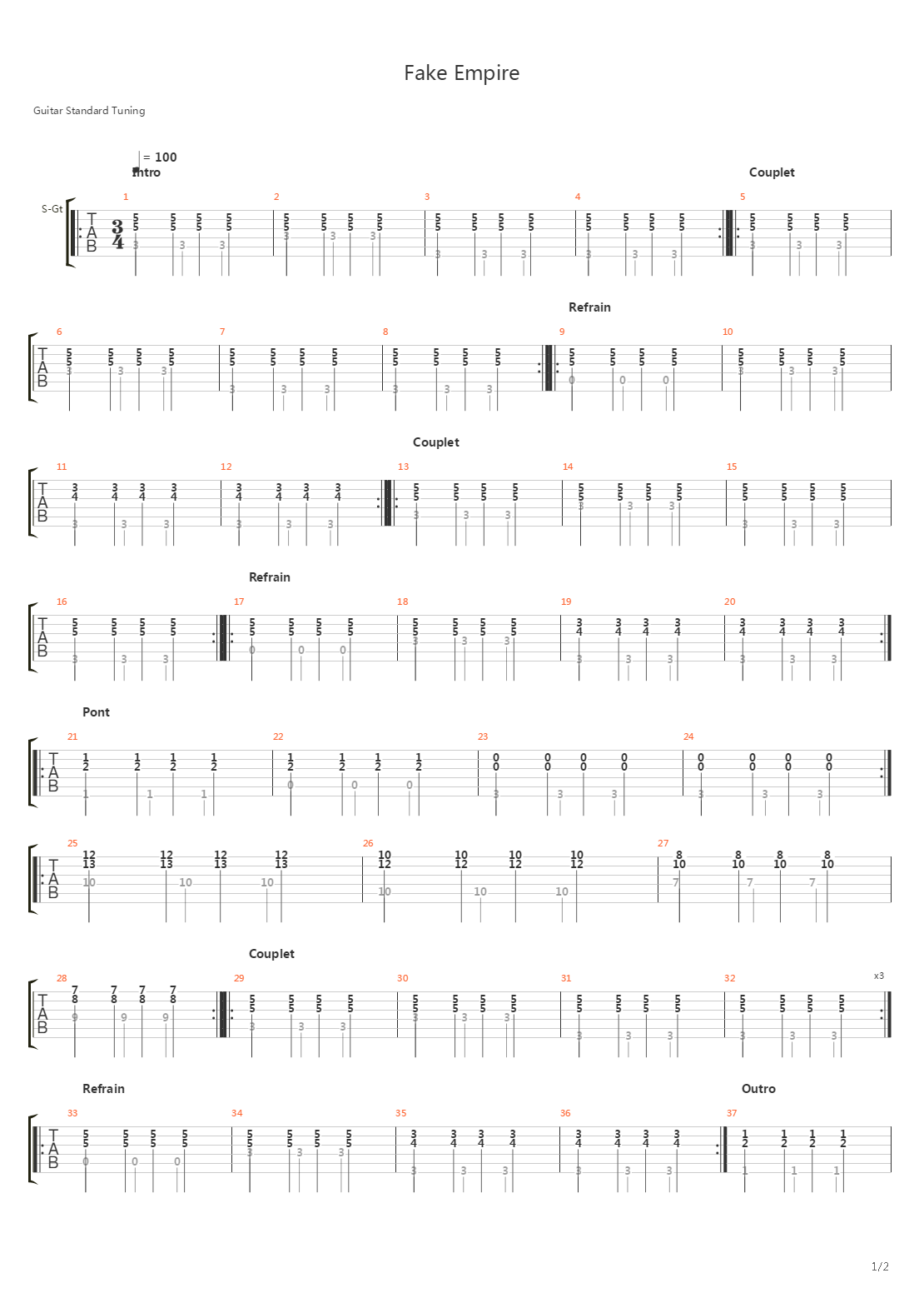 Fake Empire吉他谱