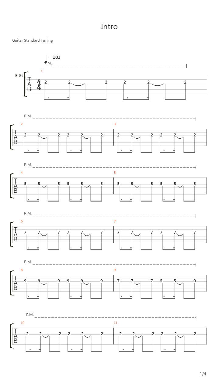 intro the x x吉他谱图片