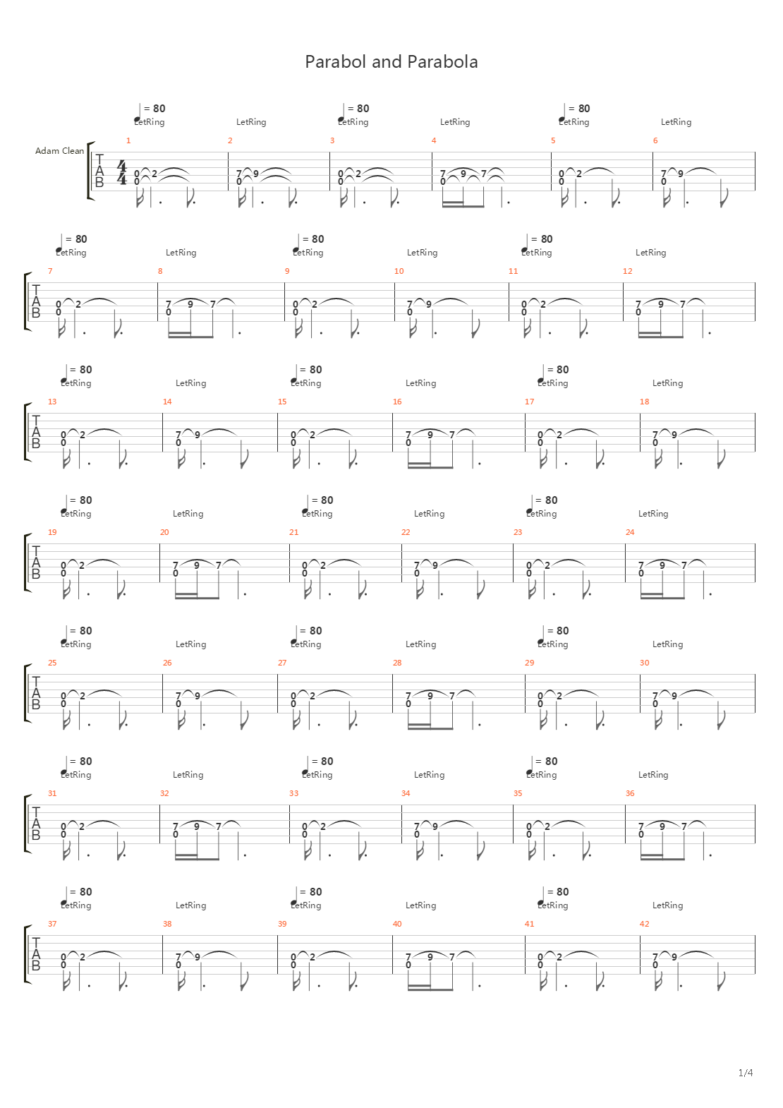 Parabol And Parabola吉他谱