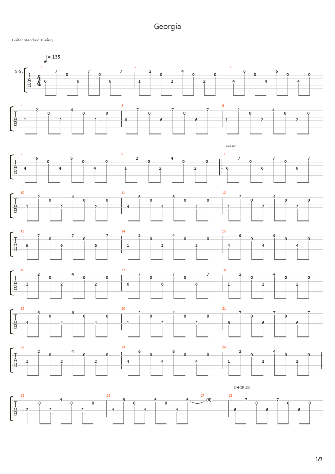 Georgia吉他谱