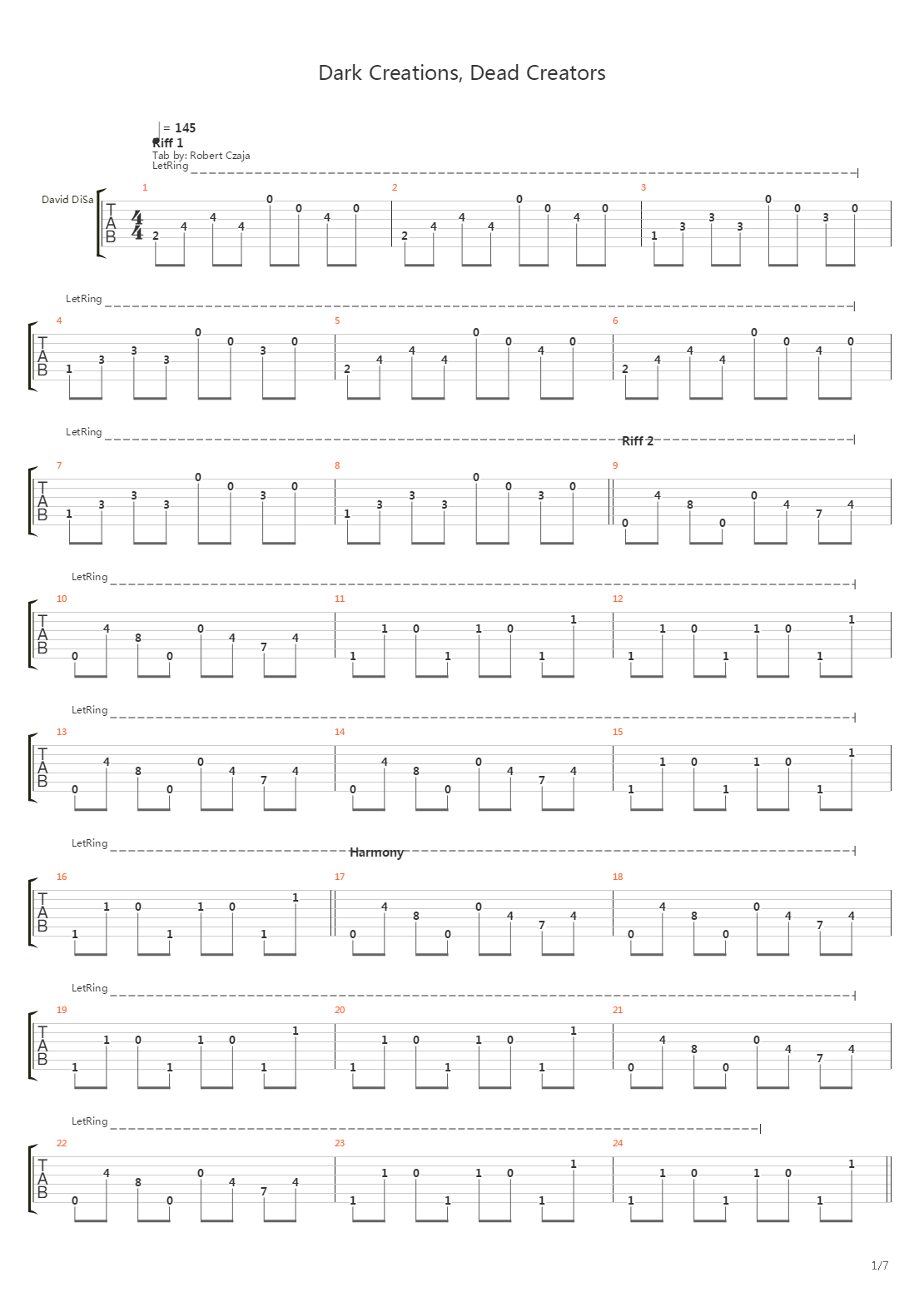 Dark Creations Dead Creators吉他谱