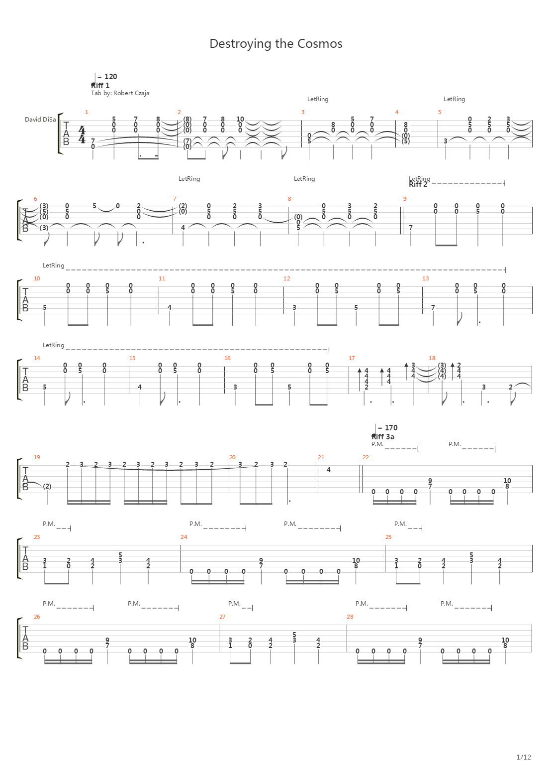 Destroying The Cosmos吉他谱