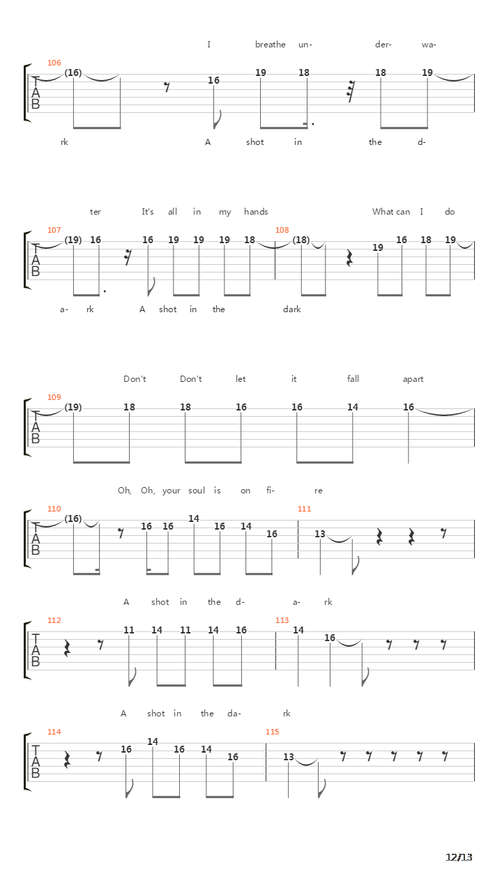 Shot In The Dark吉他谱
