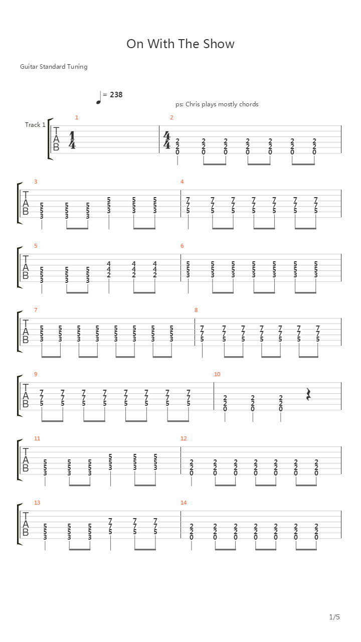 On With The Show吉他谱
