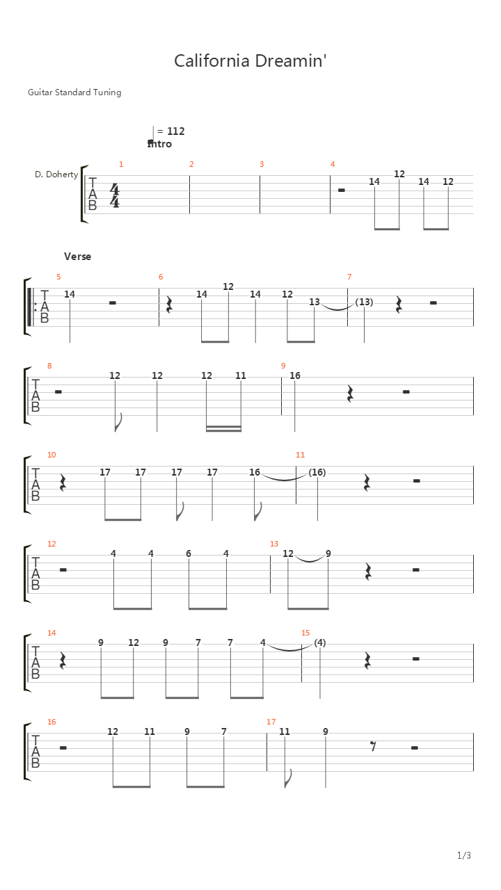 California Dreaming(加洲梦)吉他谱