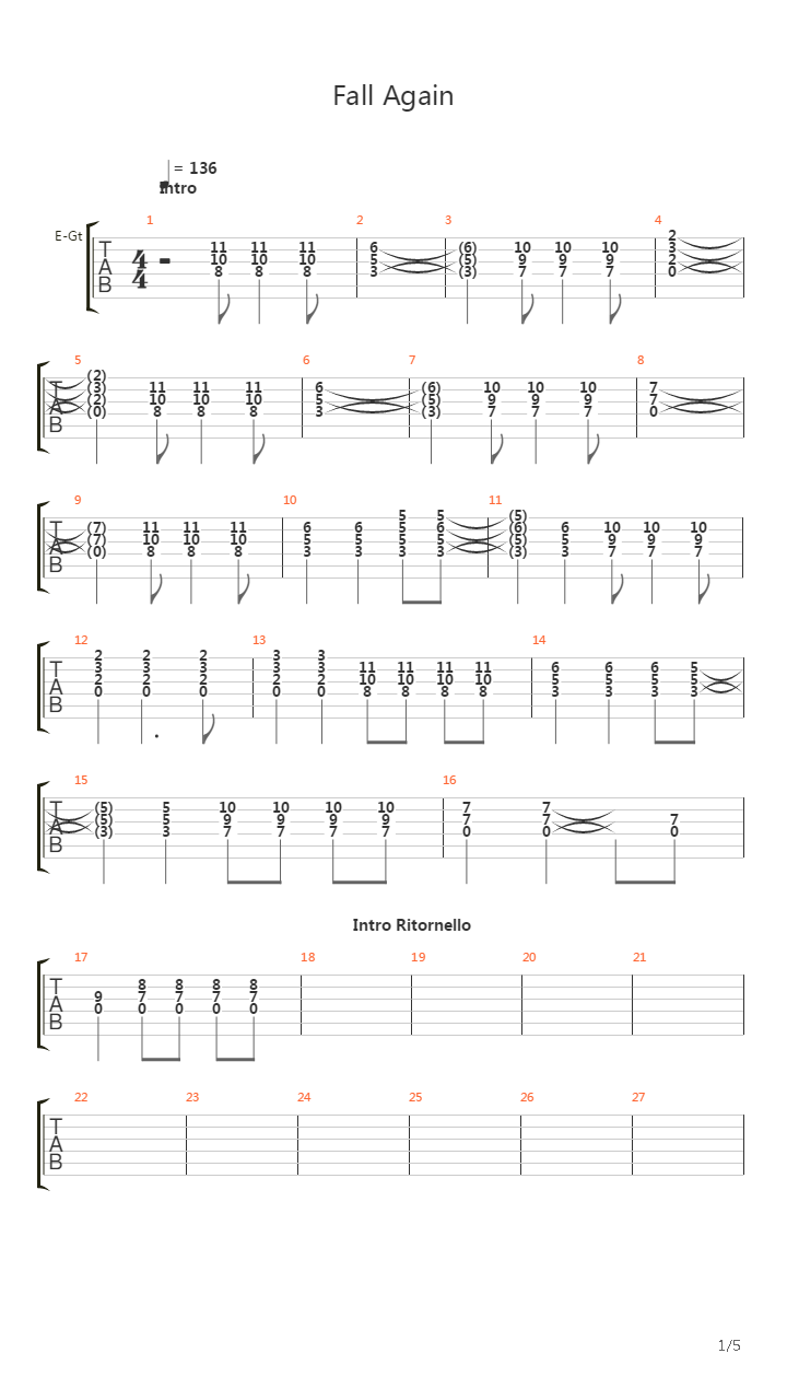 Fall Again吉他谱
