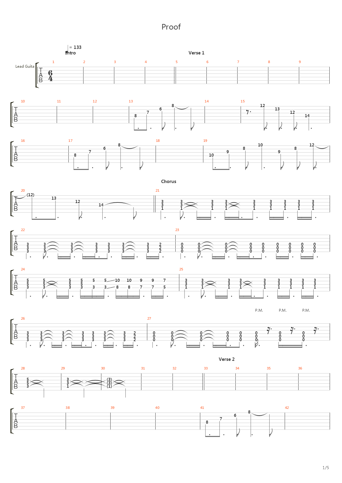 Proof吉他谱