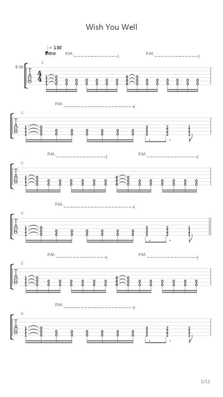 Wish You Well吉他谱
