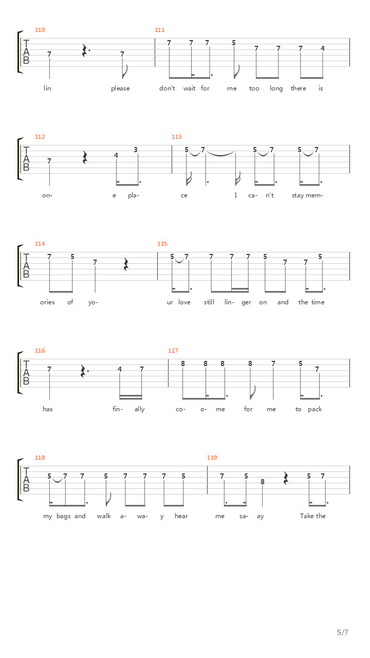 Take The Highway吉他谱