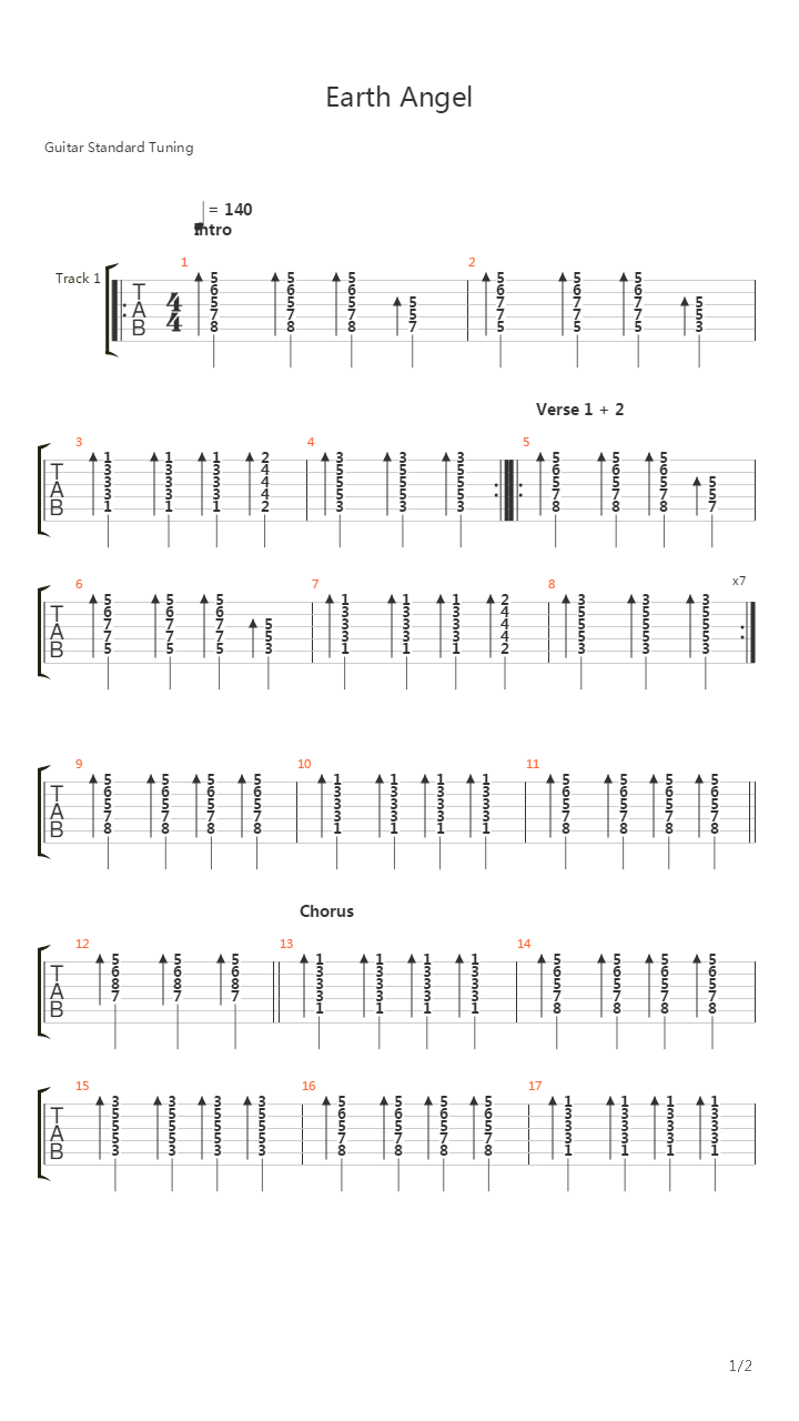 Earth Angel吉他谱