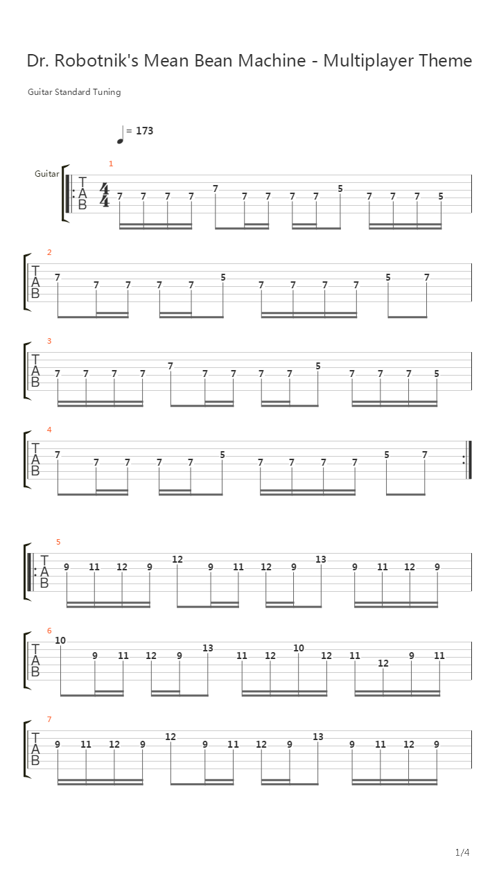 Dr Robotniks Mean Bean Machine Multiplayer Theme吉他谱
