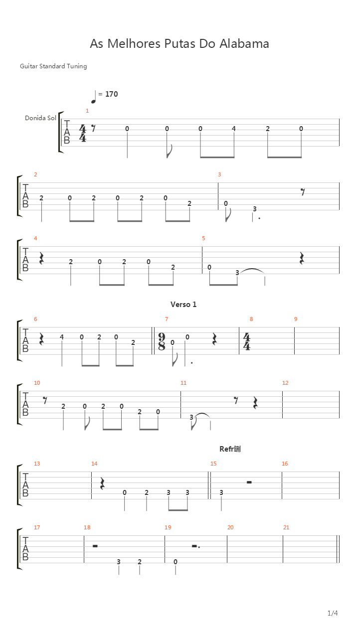 As Melhores Putas Do Alabama吉他谱