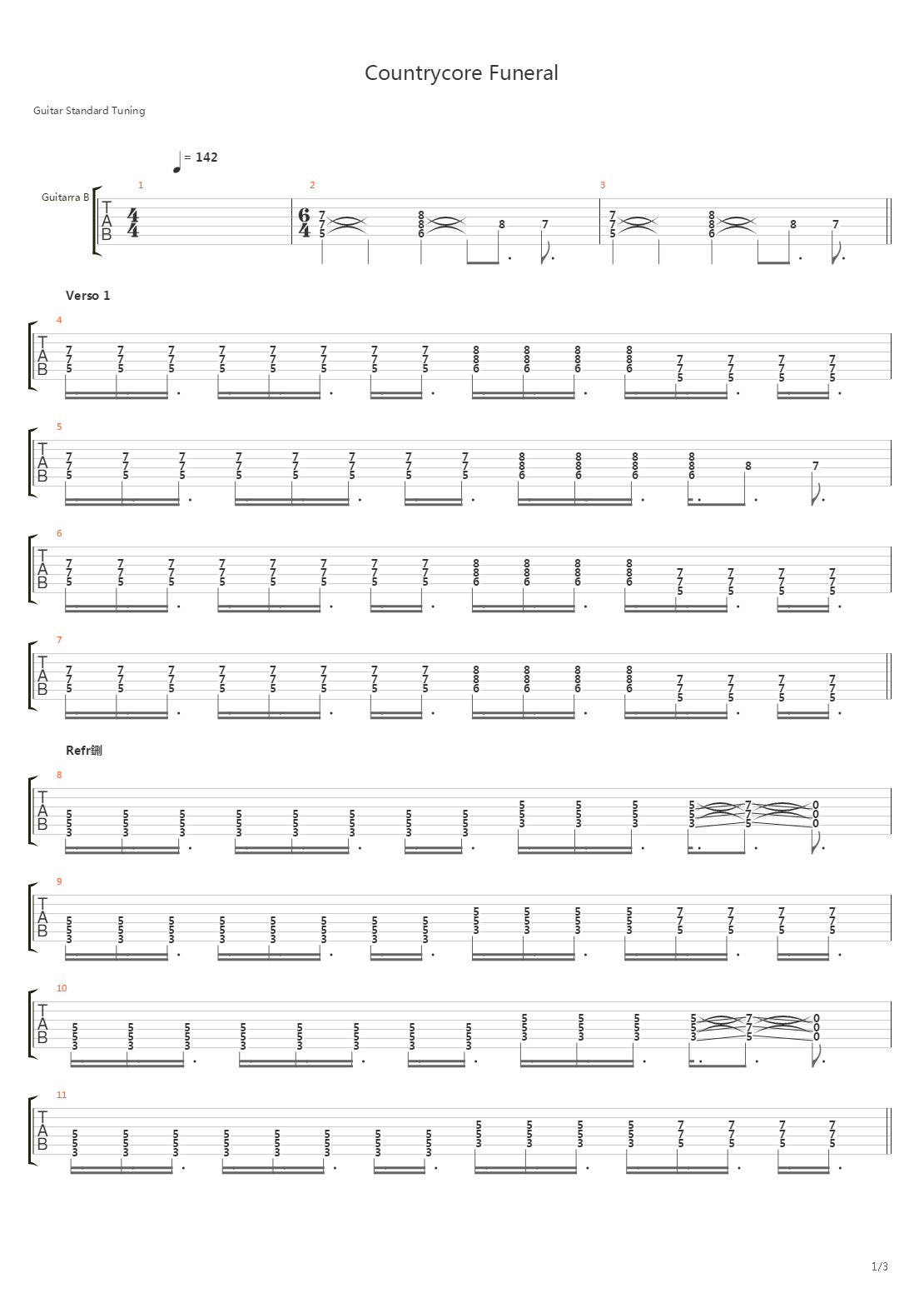 Contrycore Funeral吉他谱