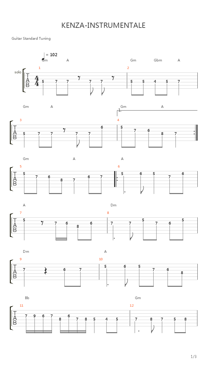 Kenza吉他谱