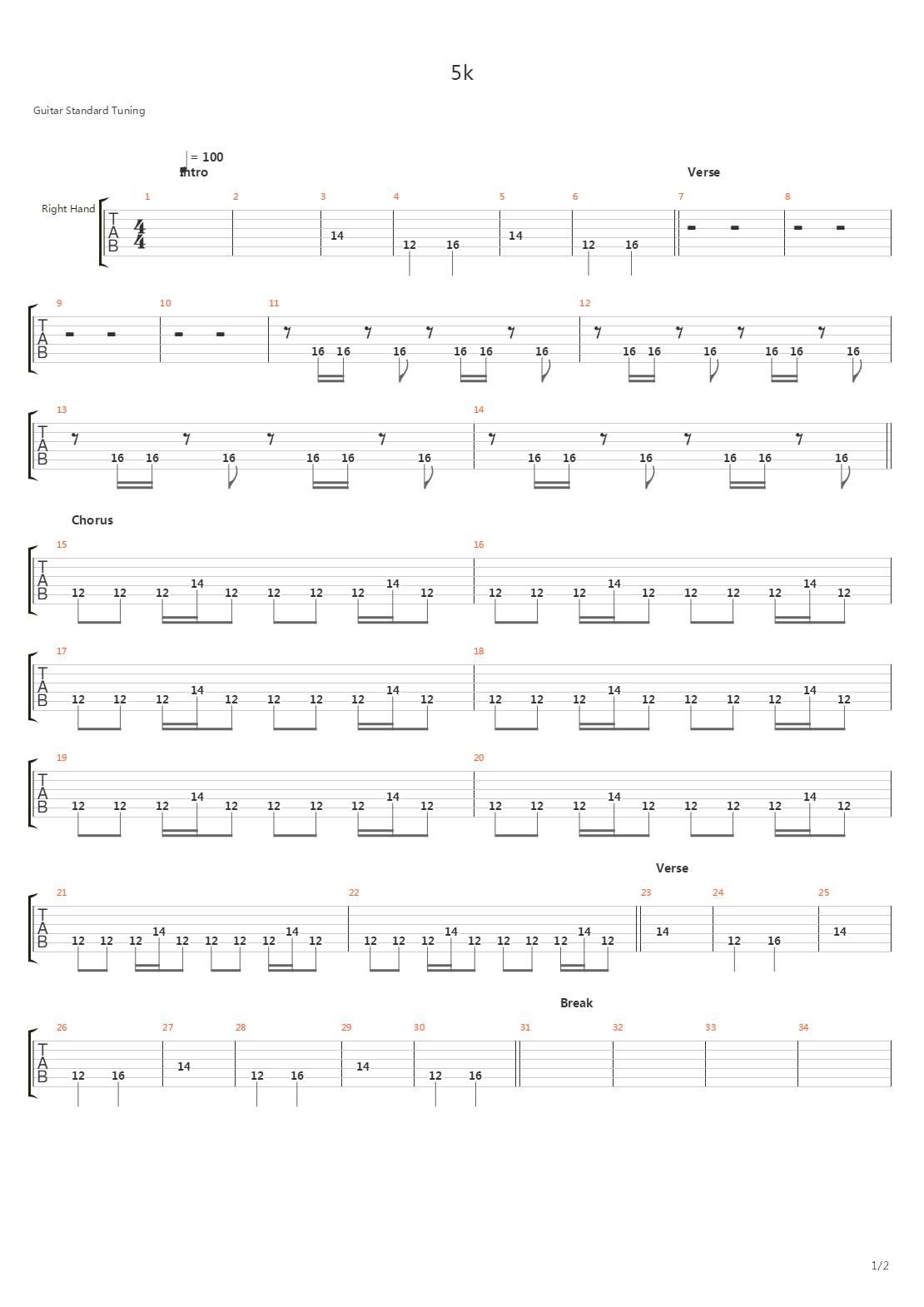 5K吉他谱