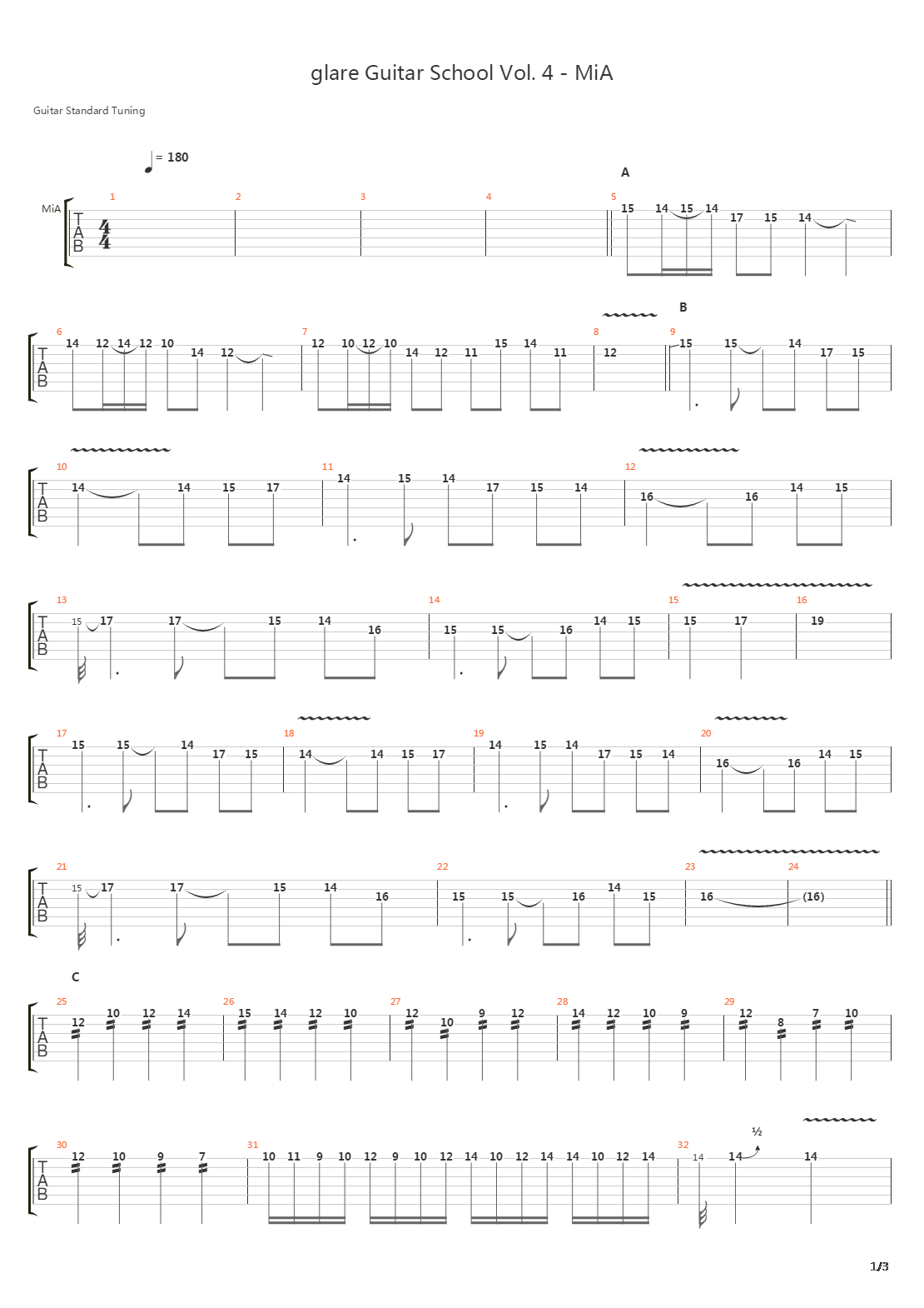 Glare Guitar School Vol 4 - Mia吉他谱