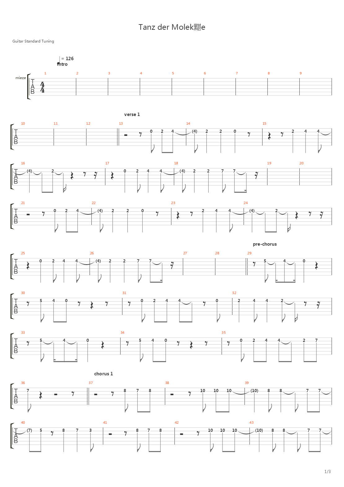 Tanz Der Molekle吉他谱