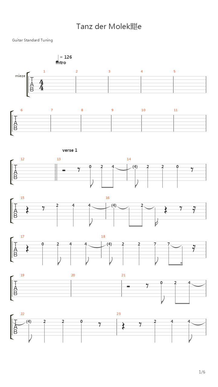 Tanz Der Molekle吉他谱
