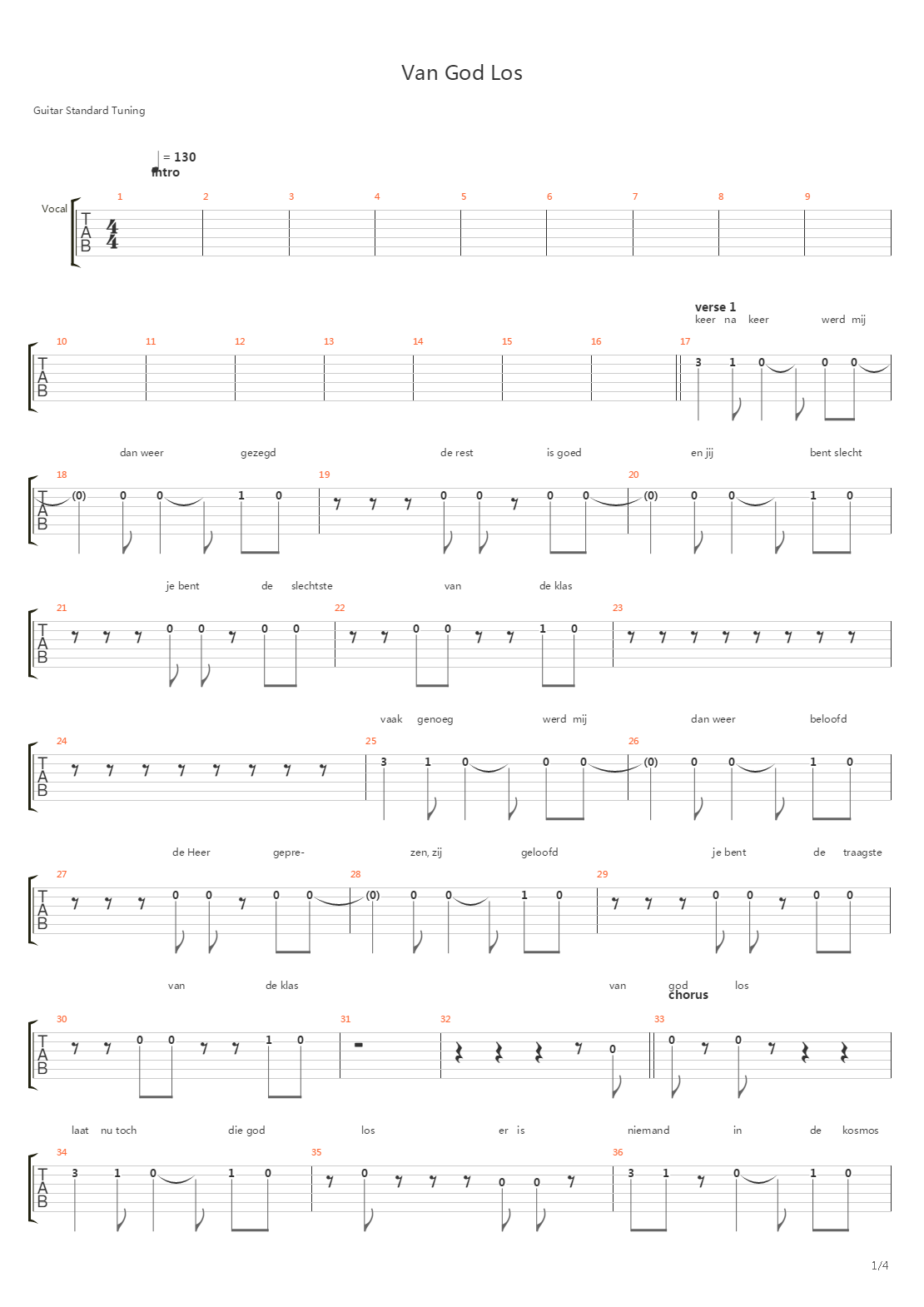 Van God Los吉他谱
