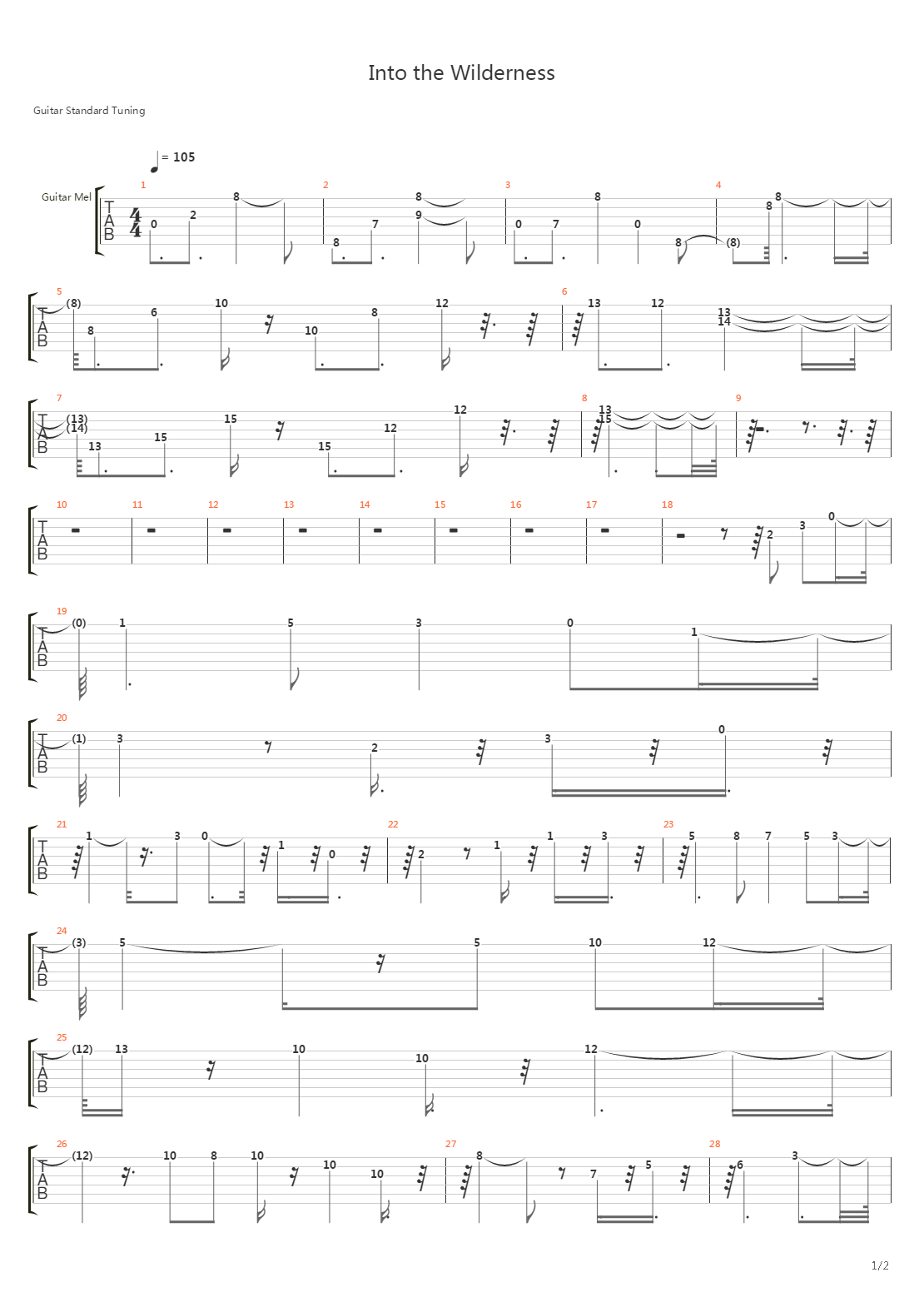 Into The Wilderness吉他谱