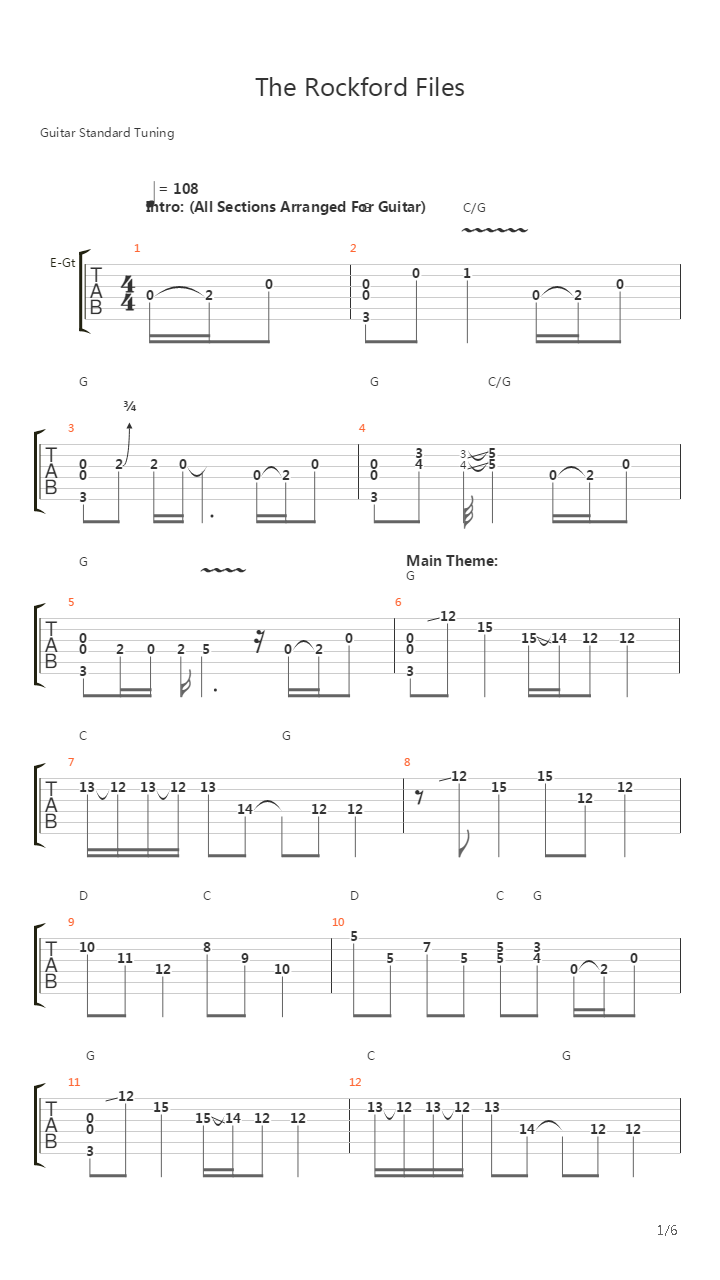 The Rockford Files吉他谱