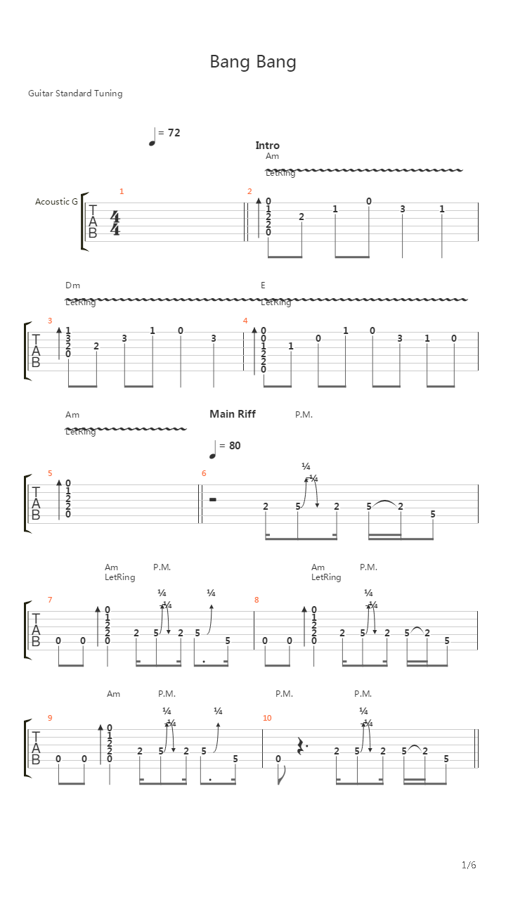 Bang Bang吉他谱