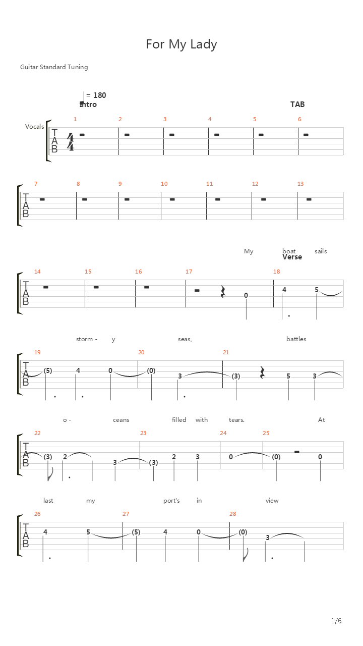 For My Lady吉他谱