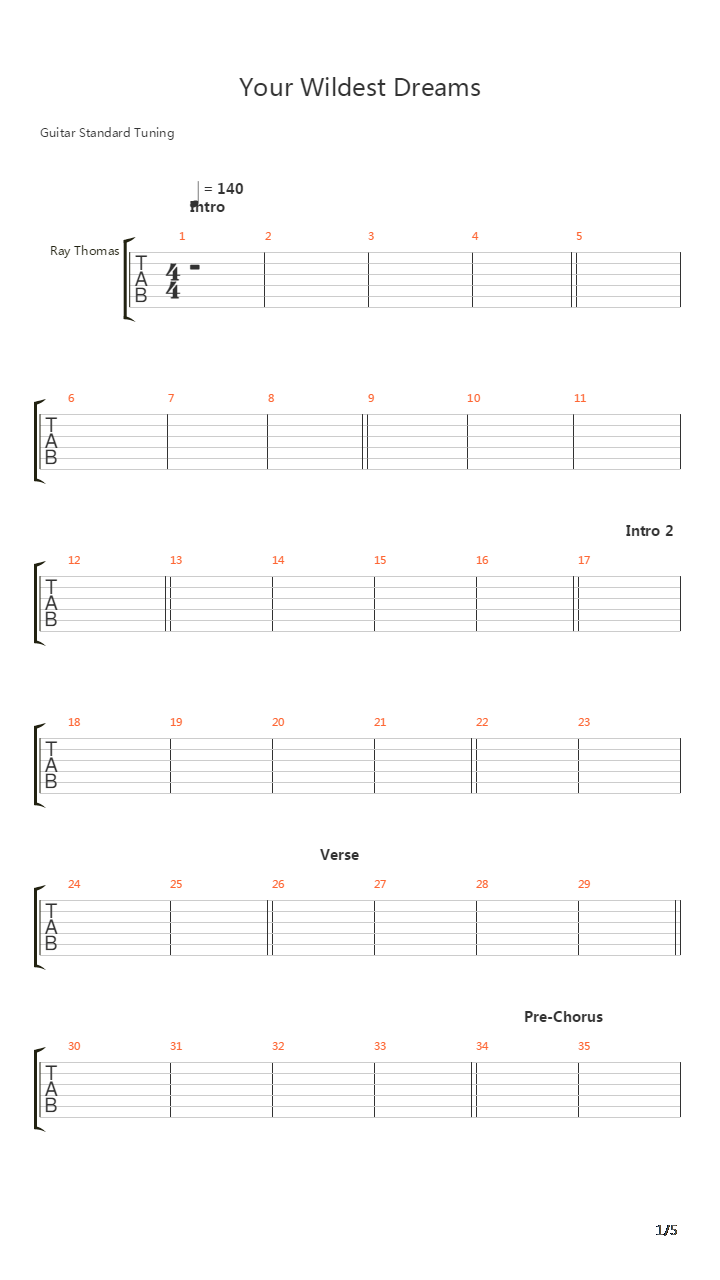 Your Wildest Dreams吉他谱